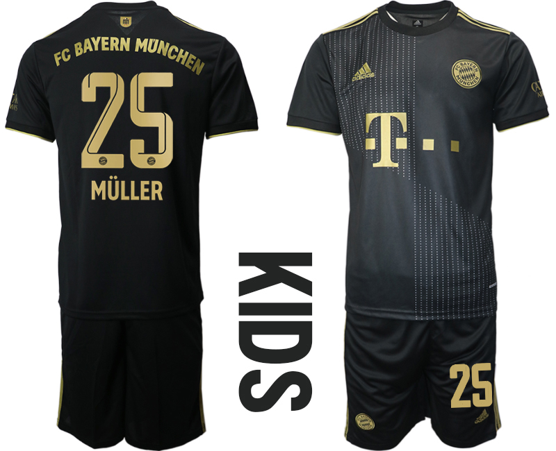 Youth 2021-2022 Club Bayern Munich away black #25 Soccer Jersey